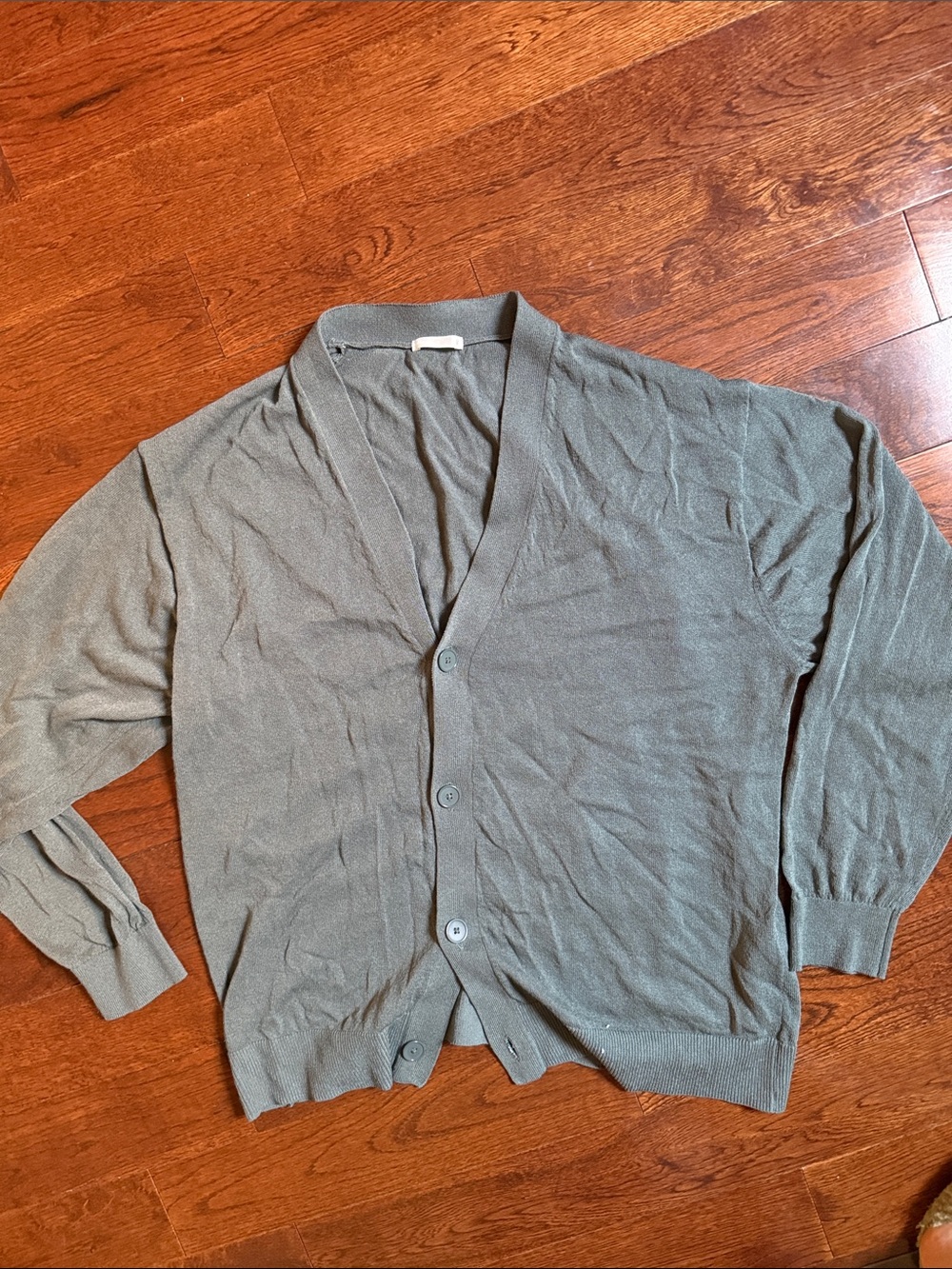 Lightweight Olive V-Neck Cardigan for Men